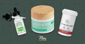 Three products formulated for medicinal relief using THC.